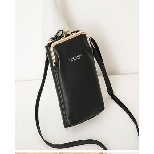Women Mobile Phone Bag Adjustable Shoulder Crossbody Strap Daily Essentials Purse - Black