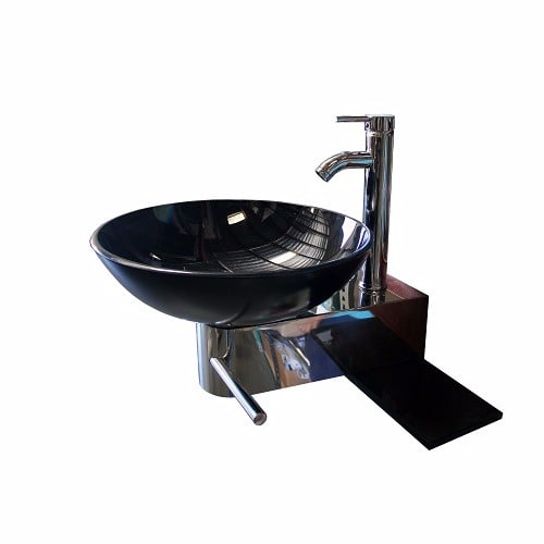 Bathroom Hanging  Wash Hand Basin With Mixer-Black