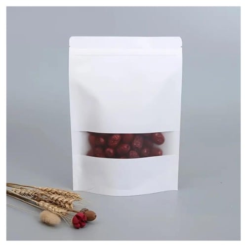 Resealable Zip Lock Packaging Pouches Transparent Window - 50pcs - Size 17cm&times;24cm - White