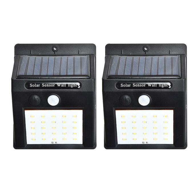MT 2pcs/set 20   Solar Lights Motion Sensor Wall Light Outdoor Garden Yard  -black