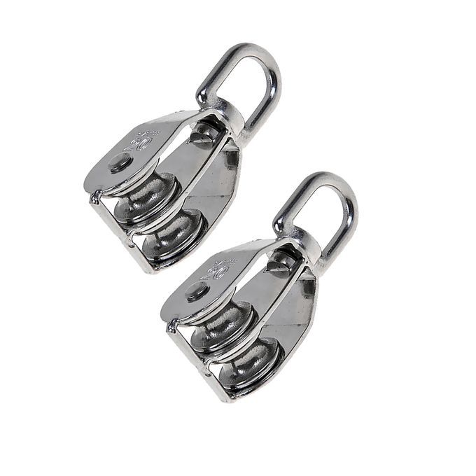 2pcs M20 Stainless Steel Double Pulley Rope Pully Swivel Block Lifting