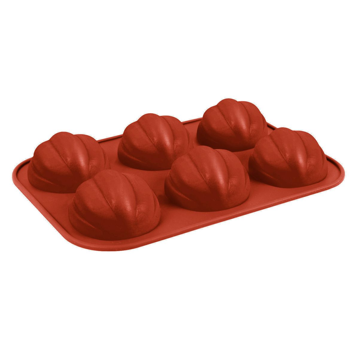 6 Cavity Cake Mold Pumpkin Shaped Multi-purpose-Brick Red