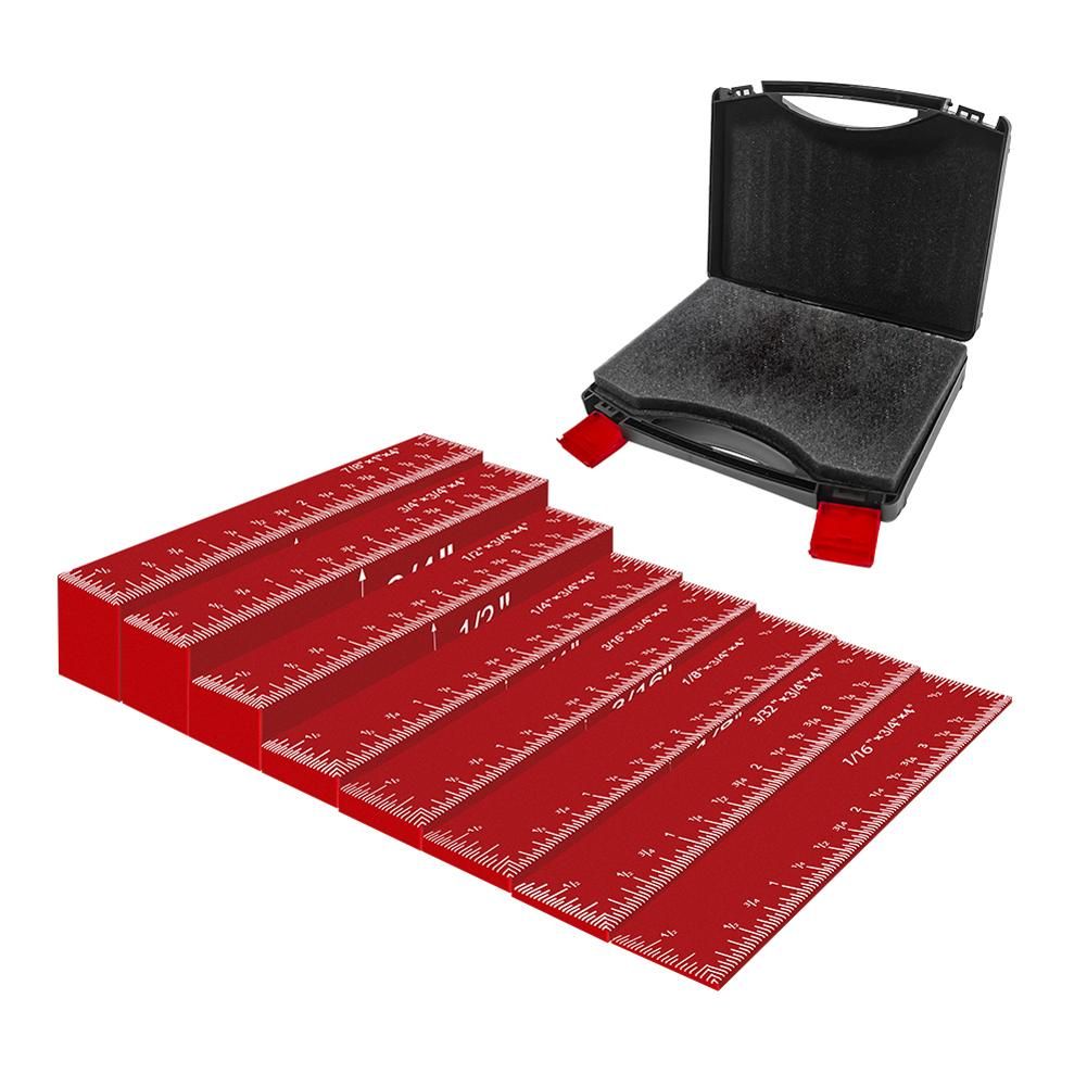 8PCS Setup Blocks Height Gauge Set Aluminium Alloy Woodworking Setup Bars Set Practical Router Table Saws Accessories Set with Storage Box