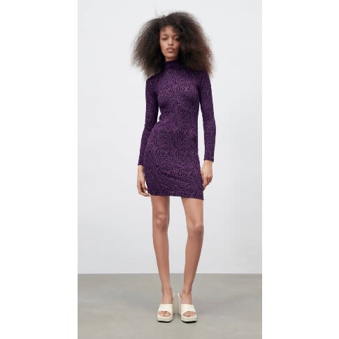 Jacquard Dress - Purple