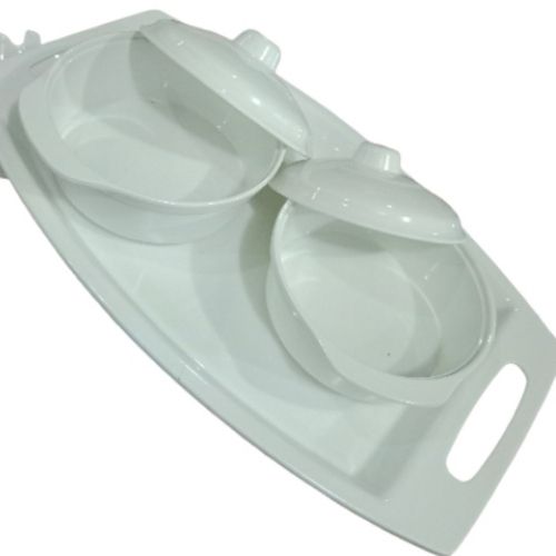 2 Pieces Ceramic Deep Plates With Cover And Tray
