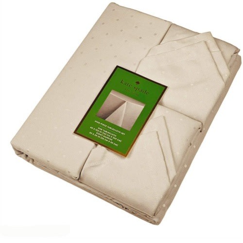 Kata Spade Nine Piece Table Cloth Set, Beige color