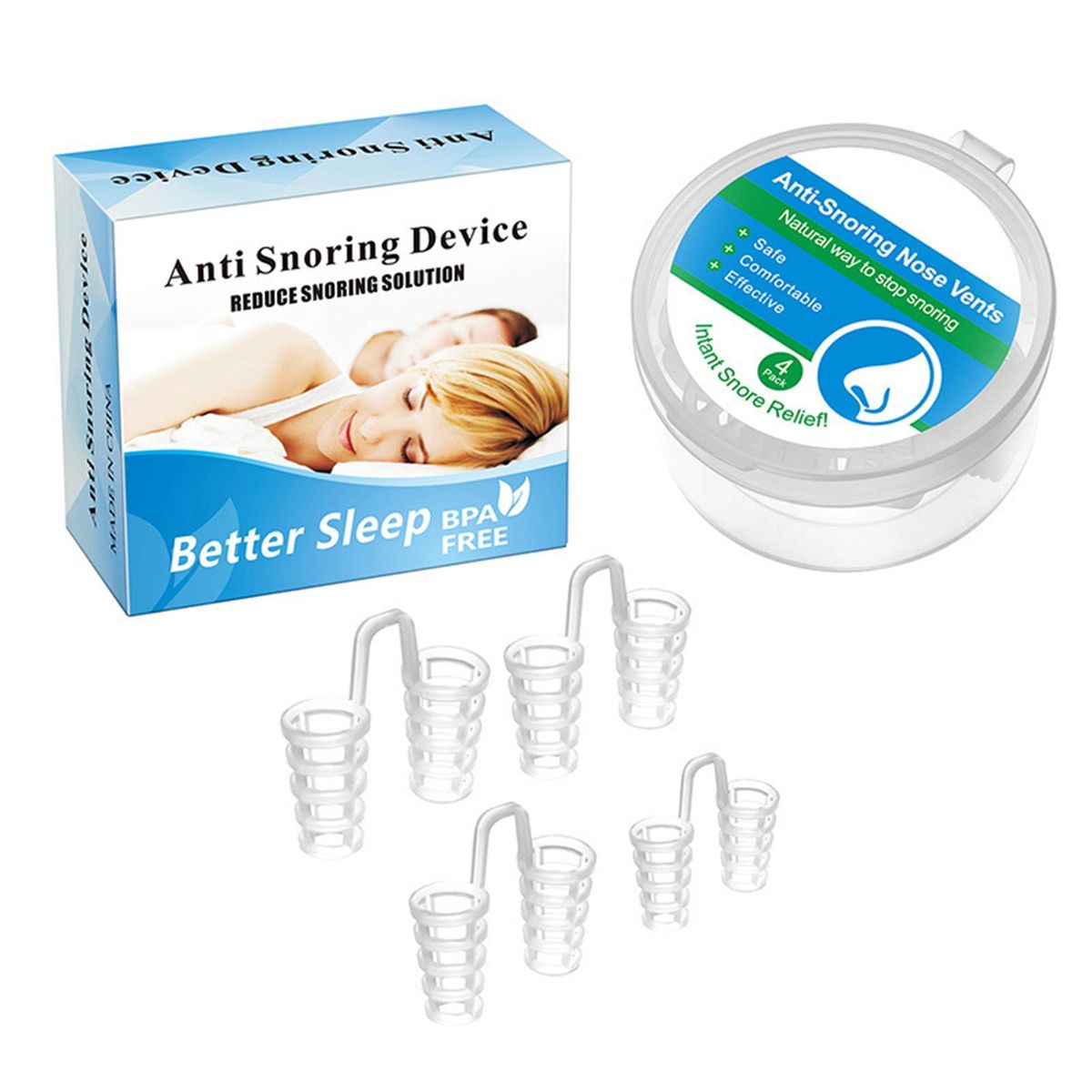 4PCS/Set Anti Snoring Nose Clip Silicone Snoring Solution Device Sleeping Aid Nasal Dilators