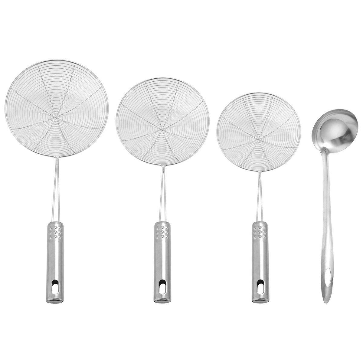 Skimmer Spoon, 4 Pack Stainless Steel Spider Strainer Skimmer Spoon, Donut Spoon, Skimmer Spoon for Kitchen Deep Fryer