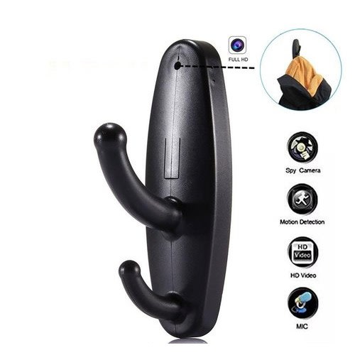 Hd Clothes Hook Style Spy Camera Recorder - Black