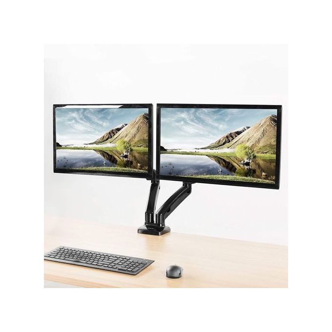 Dual Arm Monitor Desk Mount Tilt,Swivel,Pneumatic Stand