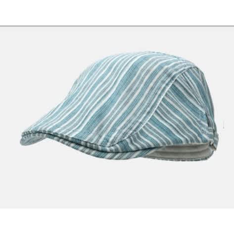 Men's Plaid Duckbill Panama Cap #4 - Checkered Sky Blue