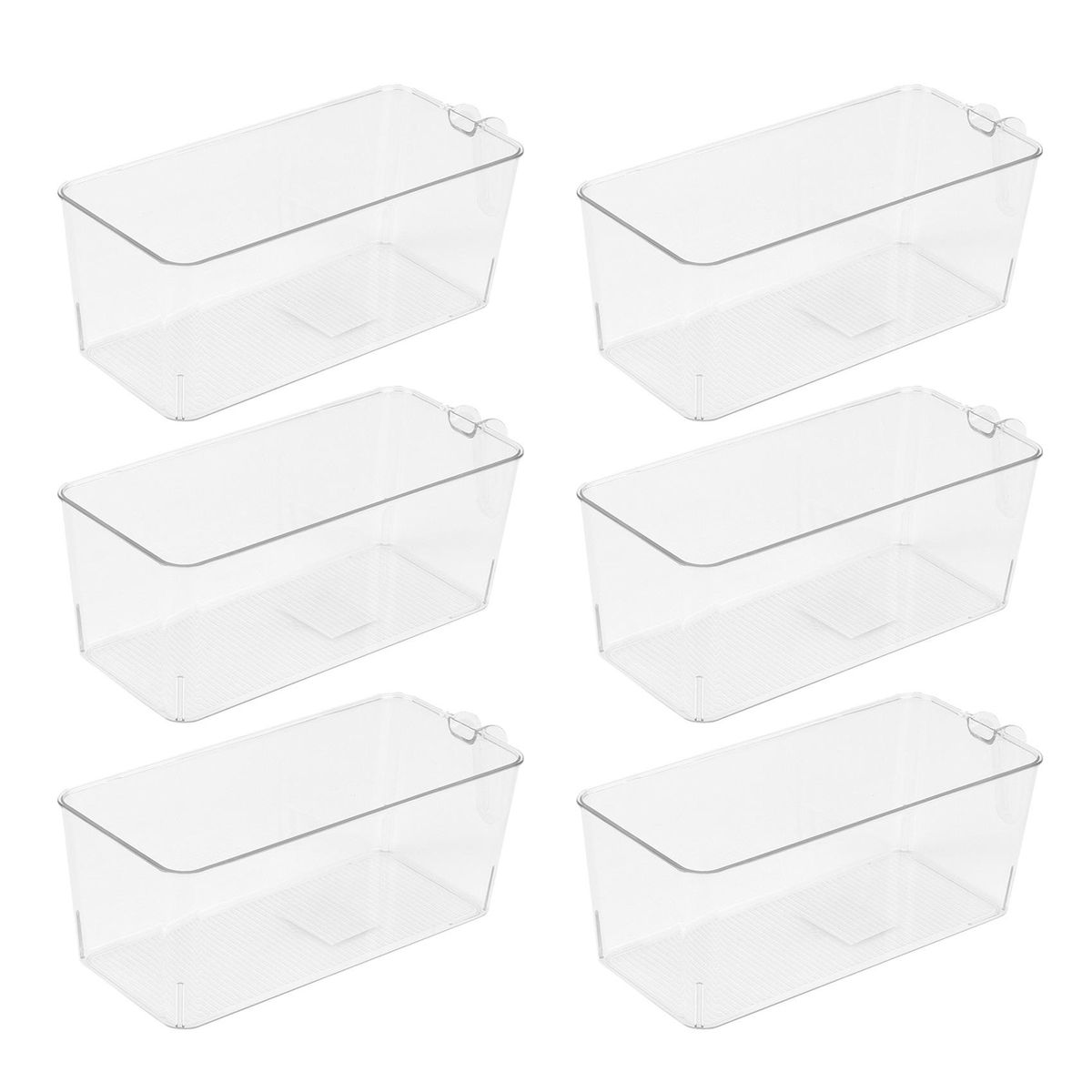 Set of 6 Clear Refrigerator Pantry Bins with Handles for