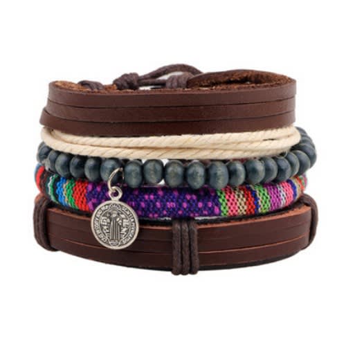 Unisex Leather Bracelets - Set Of 4