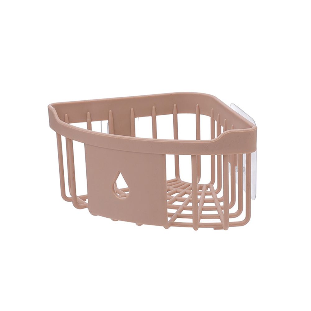 Wall Mount Triangle Corner Storage Rack Basket Kitchen Bathroom Organizer Shelf-Pink