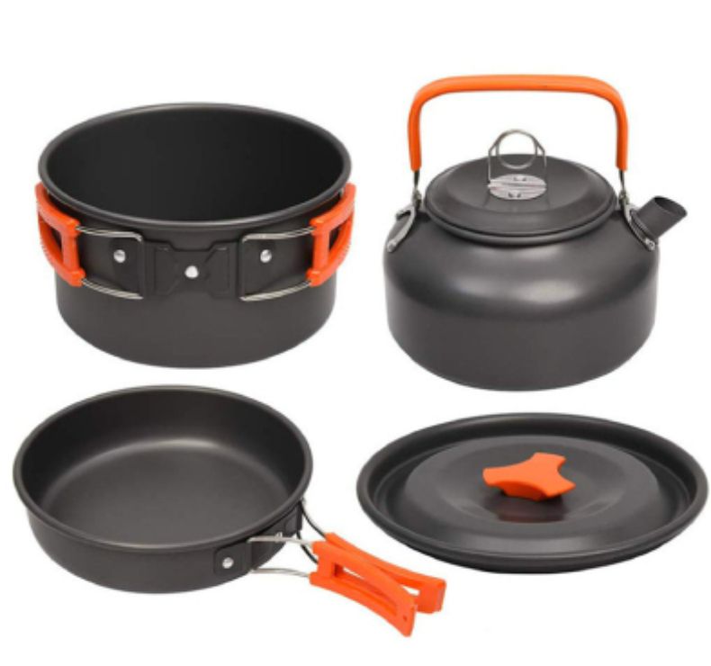 Camping Outdoor Cookware Set Incl. Kettle, Pan & Cooking Pot
