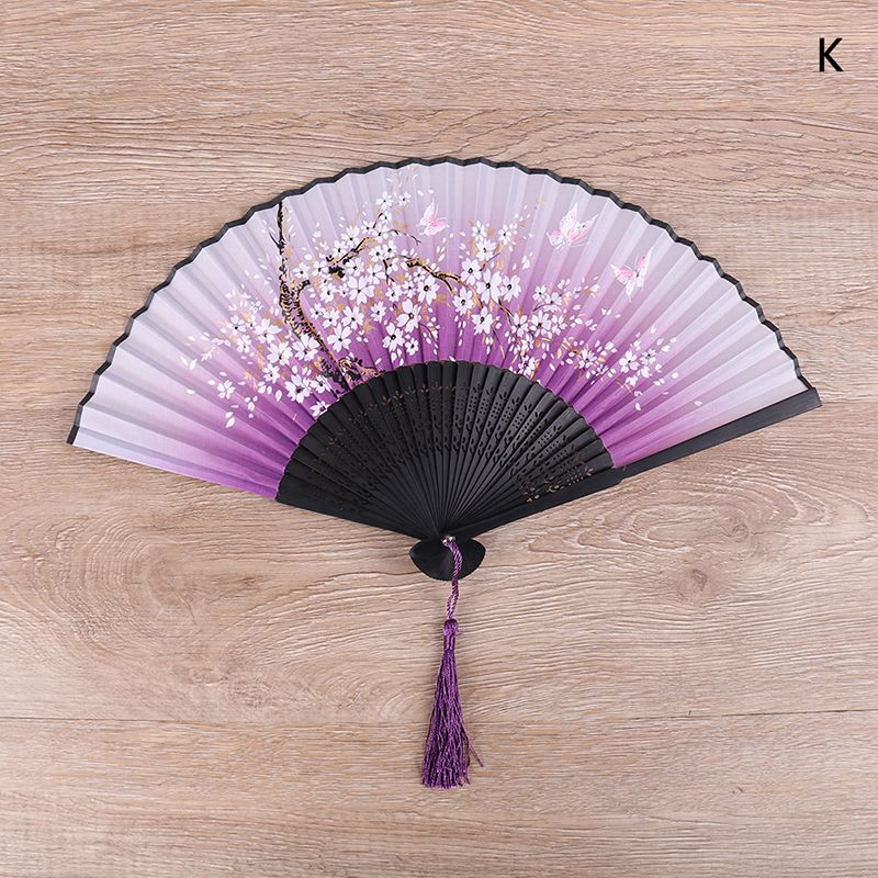 Carved Decoration 1pc Vintage Hand Silk Printed Fans Fan Chinese Hollow Flower Dropshipping Decorative Spun Crafts Folding