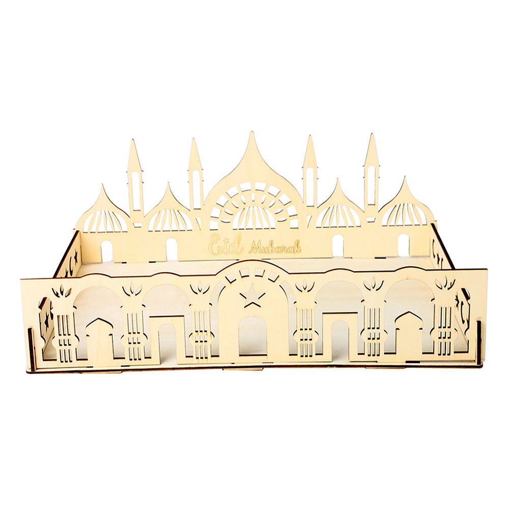 Wooden Artistic Eid Mubarak Party Serving Tableware Tray