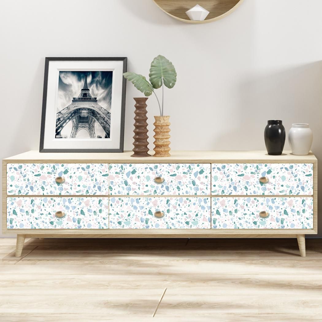 Watercolor Flower Terrazzo Living Room Bedroom Self-Adhesive and Removable Wallpaper (45cm * 300cm)