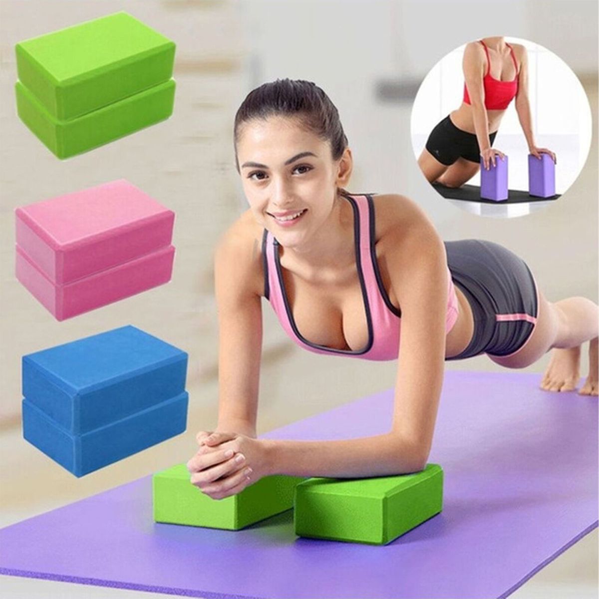 Home Body Building Fitness Pilates Yoga Block Foaming Blue