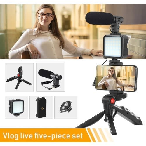 Vlogging Live Streaming Kit Microphone Ring Light Kit