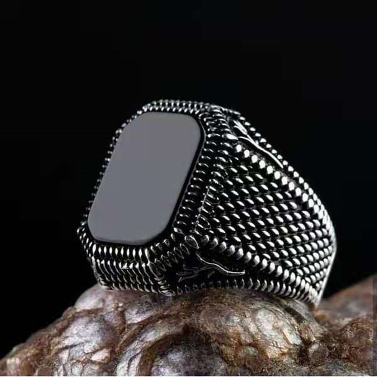 Men's Ring With Black Gem