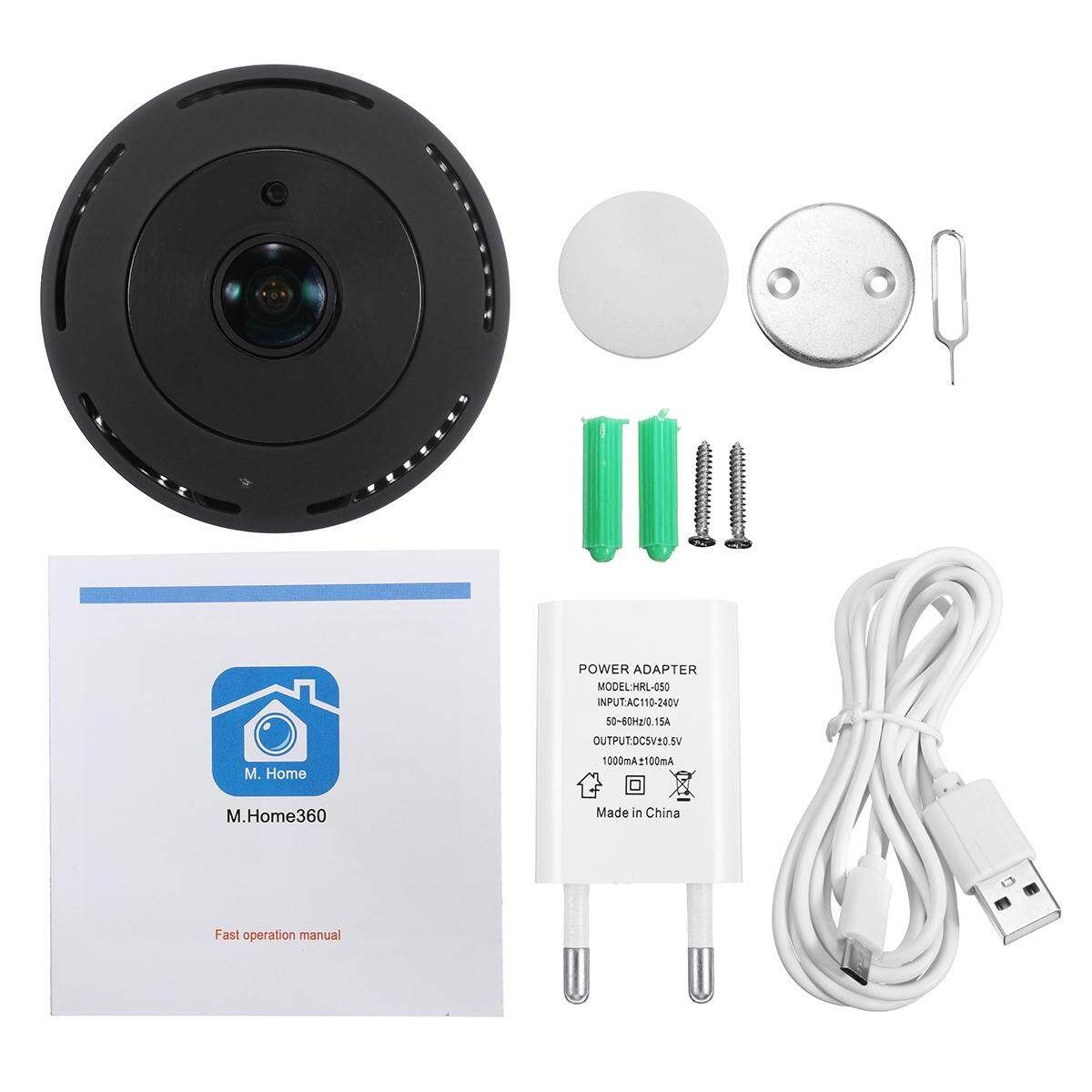 1080P Full HD 360 Panoramic Wireless Wifi Camera 2 Megapixl Fisheye Camcorder Black EU Black
