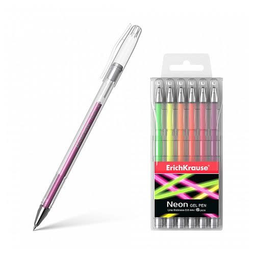 Neon Gel Ink 6 Colours Pen - 1 Pack