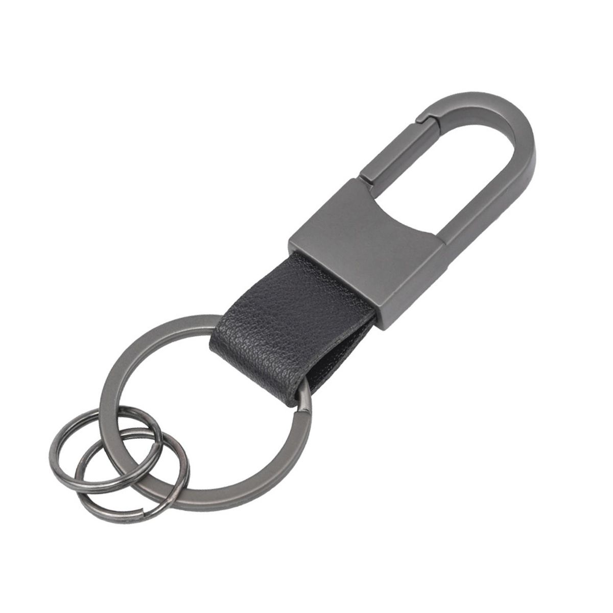 Key Pendant Faux Leather Car Keyring Holder Charm Grey