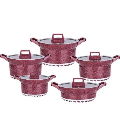 Bosch Germany Granite Cookware Set - Wine Colour - 10pcs