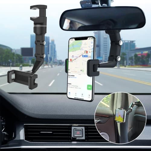Multifunctional Rearview Mirror 360&deg; Rotating Car Phone Holder Mount