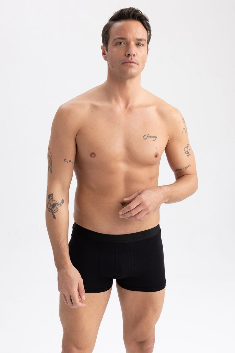 5 Piece Man Casual Regular Fit Knitted Boxer - Black