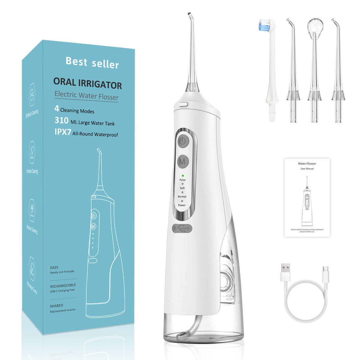 Oral Irrigator Portable Dental Water Flosser USB Rechargeable Water Jet Floss Tooth Pick Cleaning