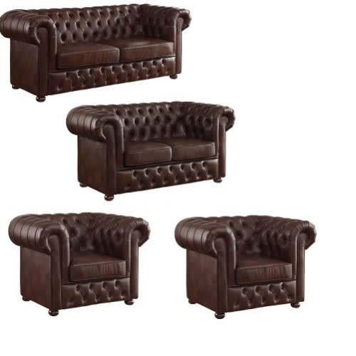 7 Seater Paris Chesterfield Sofa Set - Brown