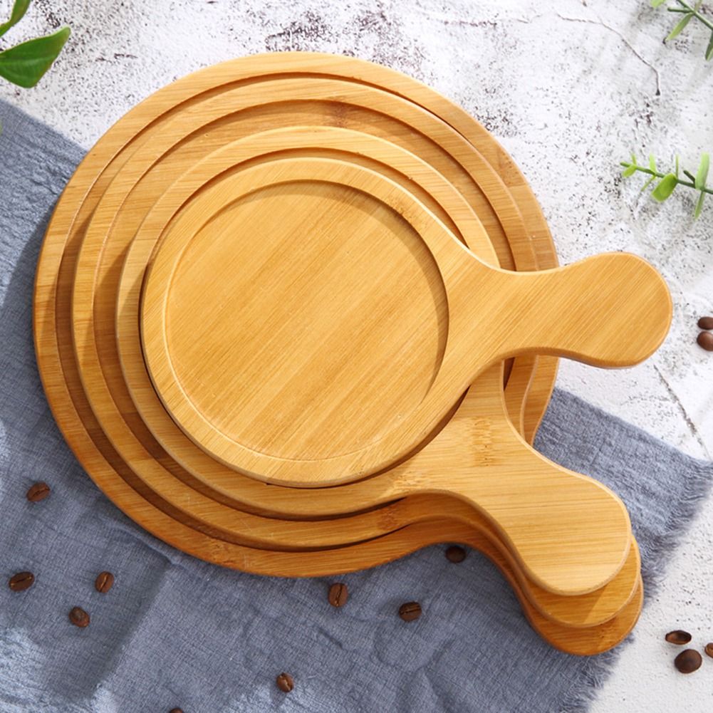 Bamboo Wooden Round Pizza Tray Cafe Dessert Pizza Tray
