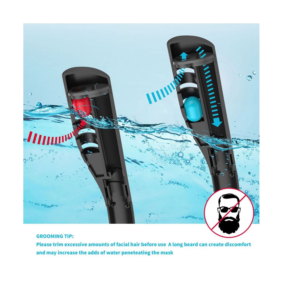 Snorkeling Mask Double Tube Silicone Diving Mask Adult Swimming Mask Diving Goggles Underwater Breathing Mask-B