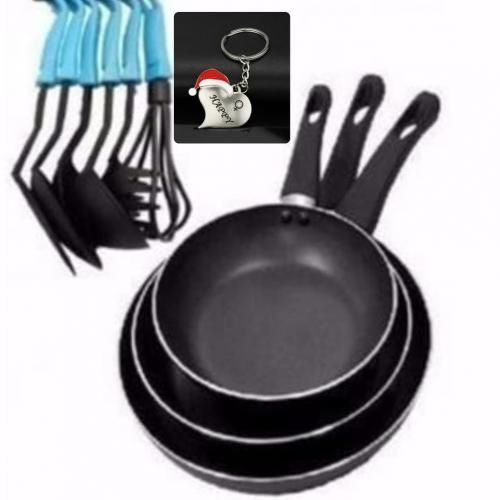 3pcs Non Stick Frying Pan + Free Spoons+free Key Holder