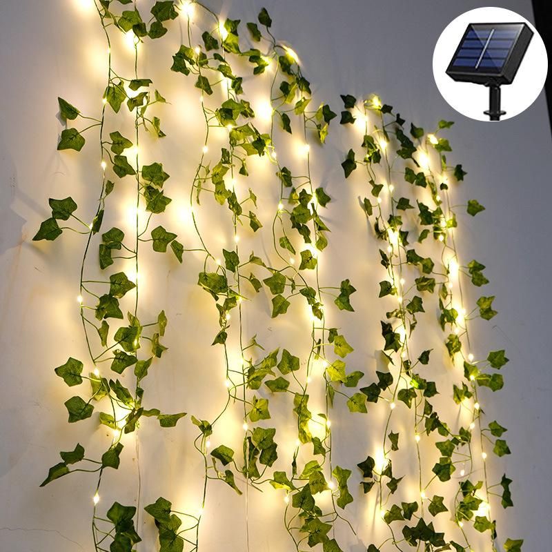 Waterproof Solar Rattan String Lights Maple Leaf String Lights for Outdoor