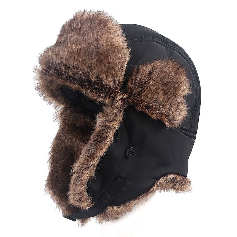Waterproof Russian Fur Er Hat Men   Winter Warm Faux Fox Fur Ear Flaps Snow Ski Cap Pilot  Soviet Hats-