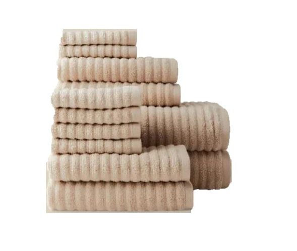 Zero Twist 100% Cotton 12-Piece Towel Set 450 GSM, Beige
