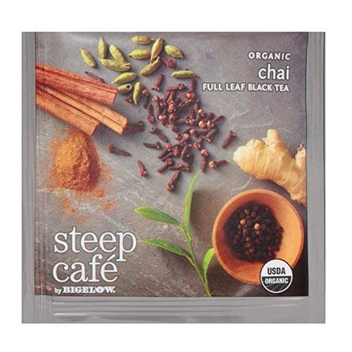 Steep Cafe Organic Chai Black Tea, 50 Bags Per Box