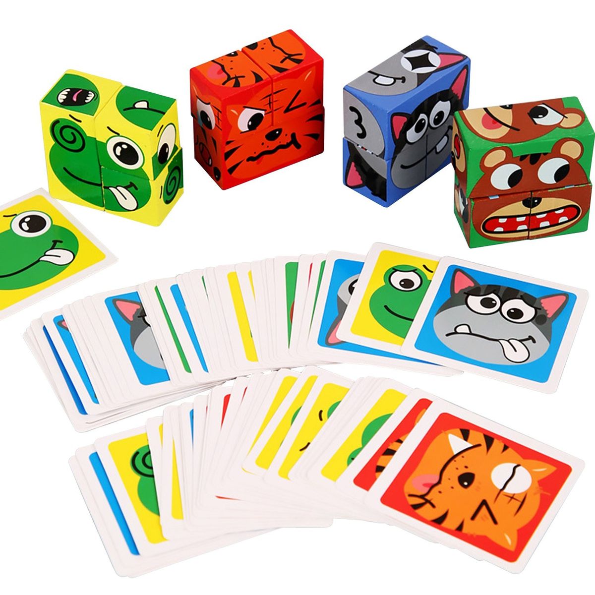 Wooden Expression Puzzle Building Blocks Expression Matching