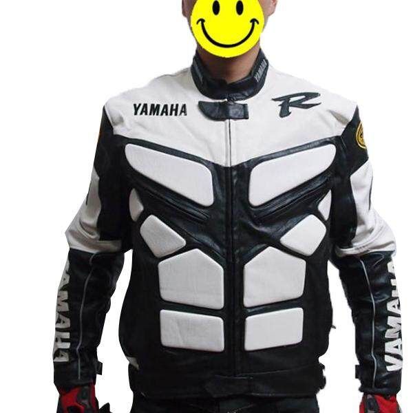 Motorcycle Racing PU Windproof Protection Jacket Coat For Y Amaha Black And White XXL