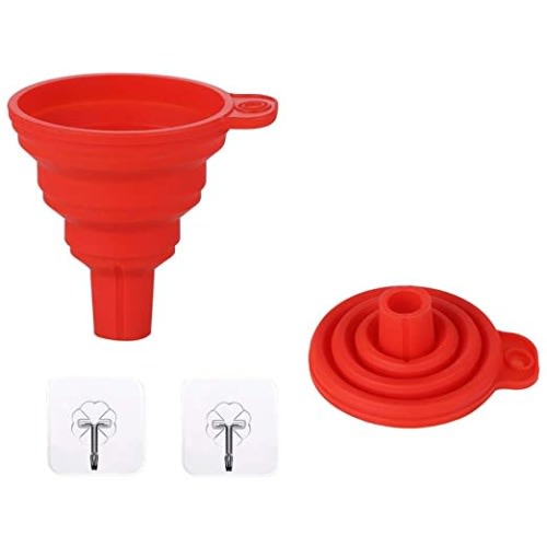 Silicone Foldable & Collapsible Funnel - Red