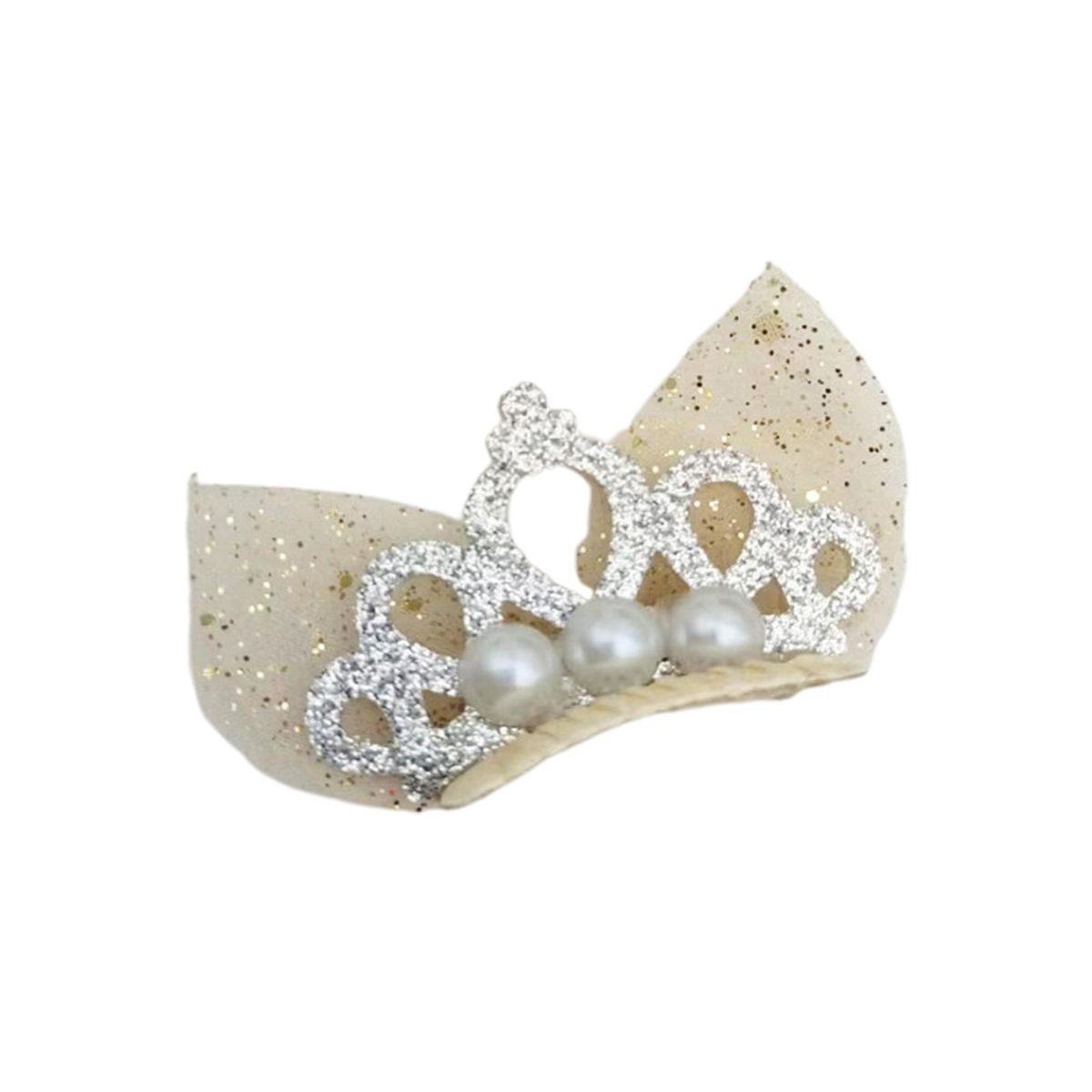 Dog Hair Clip Cute Pet Dogs Crown Shape Hair Pins Beige