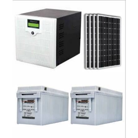 Afripower 2kva Inverter System With 2 Units 200Ah Amaron Quanta Battery / 4 Solar Panels