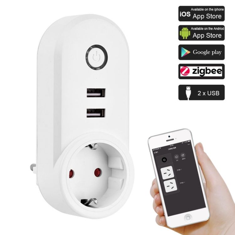 ZigBee 3.0 Dual USB Smart Socket Switch, EU Plug