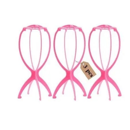 Plastic Wig Stand -3 In 1 Pack - Pink