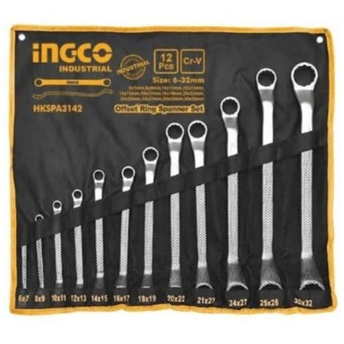 Ingco Industrial Offset Ring Spanner 12p Set 6-32mm