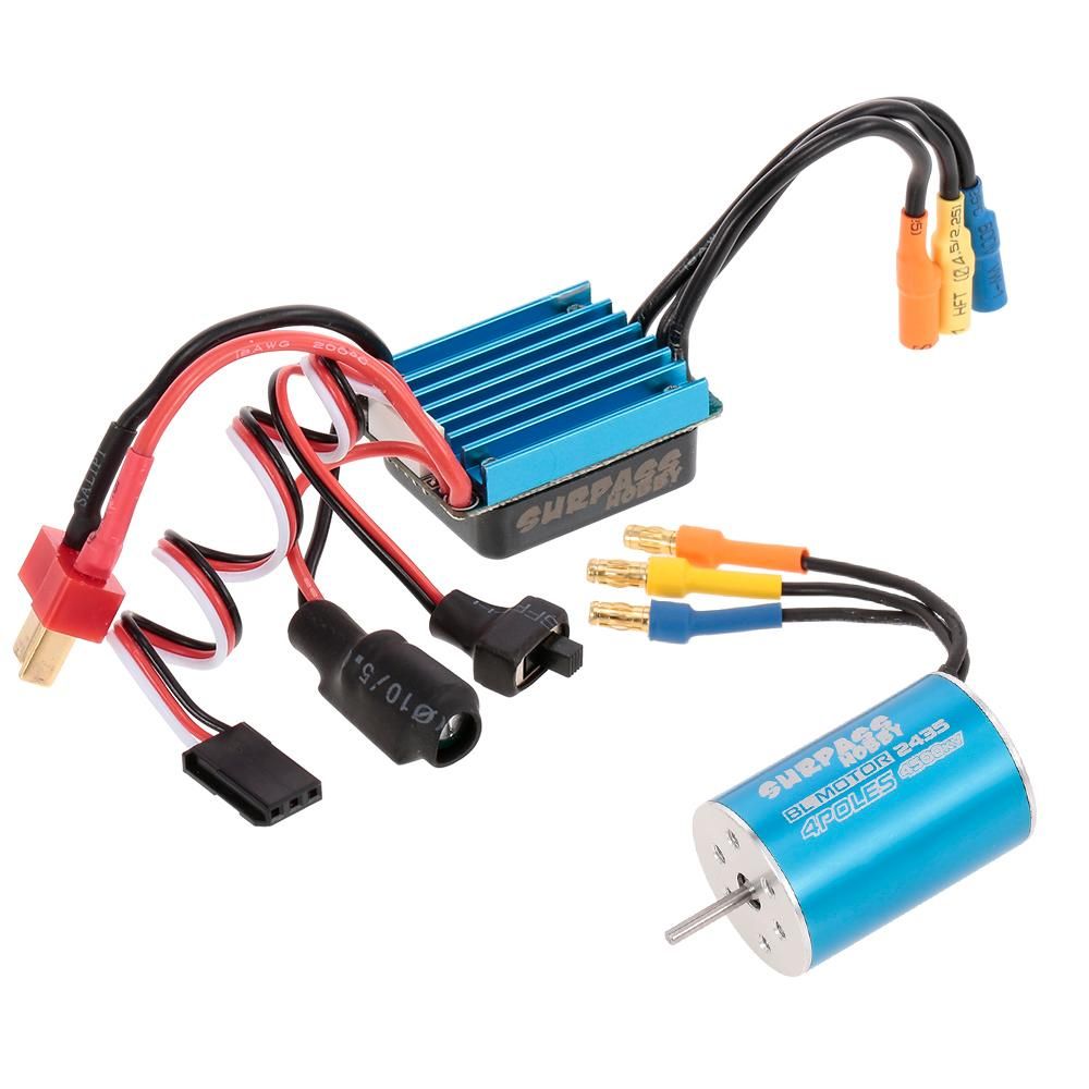 SURPASS HOBBY 2435 4500KV Sensorless Brushless Motor and 25A Brushless ESC for 1/18 1/16 RC Car