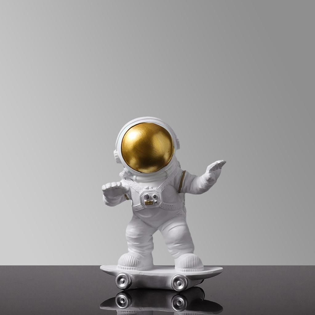 Astronaut Figurines Kids Spaceman Statue Figures Golden